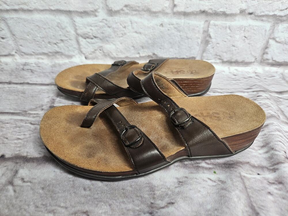 Sas Women's Sandals Size 6.5 Wide Brown Strappy